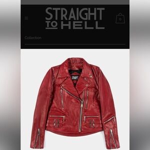 STRAIGHT TO HELL Women's Burgundy 100% Leather Jacket